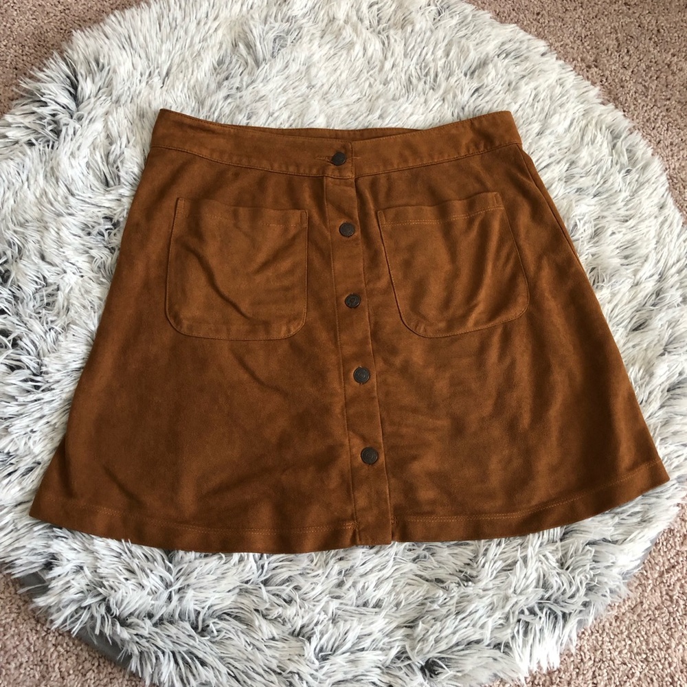 Iris Faux Suede Button Down Skirt